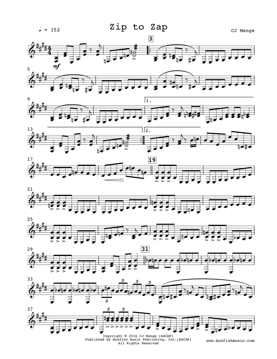 zappページ Zip to Zap - Solo for Double Second Steel Pan - CJ Menge – Boxfish